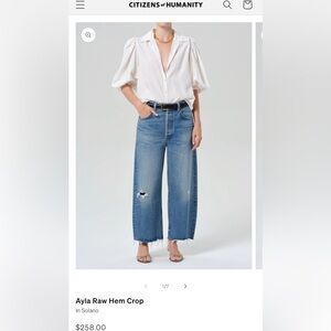 Citizens Of Humanity Ayla Raw Hem Crop Jeans in Solano